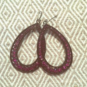 Purple stoned tear drop earrings